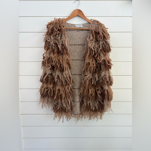 L. paulet Sweaters - L. paulet 100% Alpaca Shaggy Open Cardigan Sweater